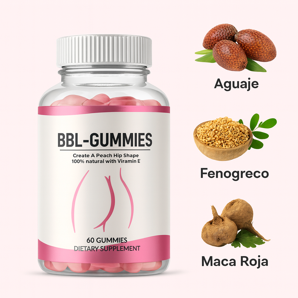 Gomitas BBL de Aguaje, Fenogreco y Maca Roja - 60 Gomitas – Ayuda a Reafirmar tus Curvas